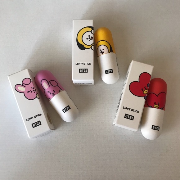 VT Cosmetics Other - BTS Set of 3 Lippy Sticks VT x BT21 Lipstick Tata Chimmy Cooky Jimin Jungkook V